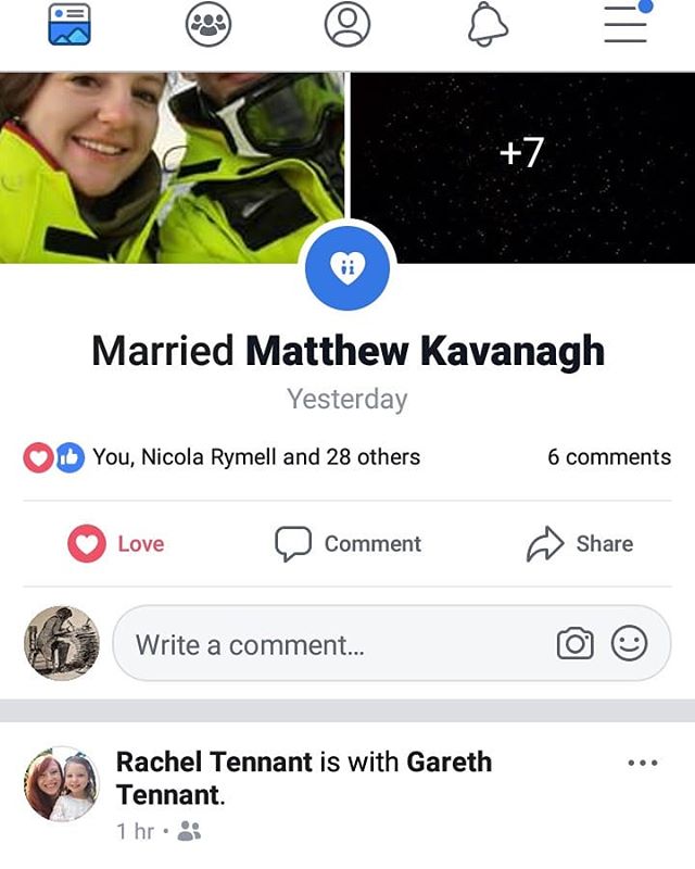 Spooky! Facebook shows me the marriage of the new  Rachel Kavanagh neé Henderson and next up a story by Rachel Kavanagh (now Tenant)...