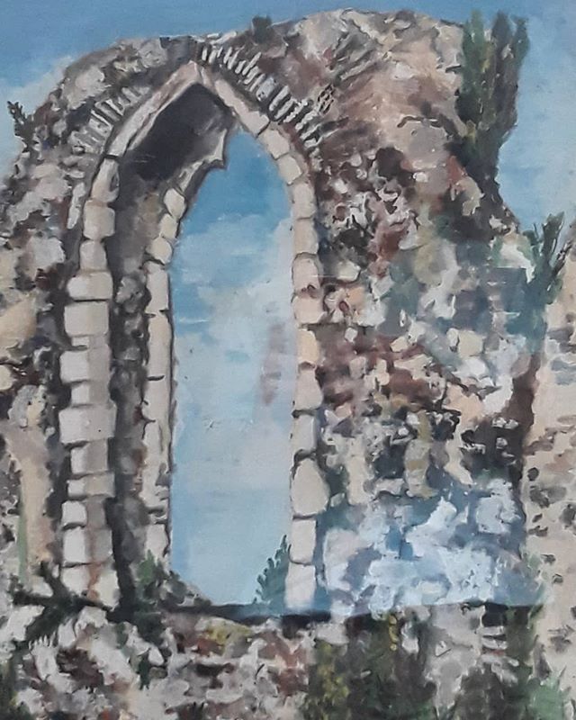 The artist and her work. I remember like it was yesterday, Rachel painting this picture of Corton Church for her A-Level. And I remember it inspiring my own drawing. It still does. #art #artists #friendswhoareartists